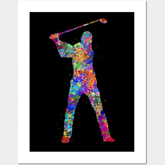 Male golfer watercolor art Wall Art by Yahya Art